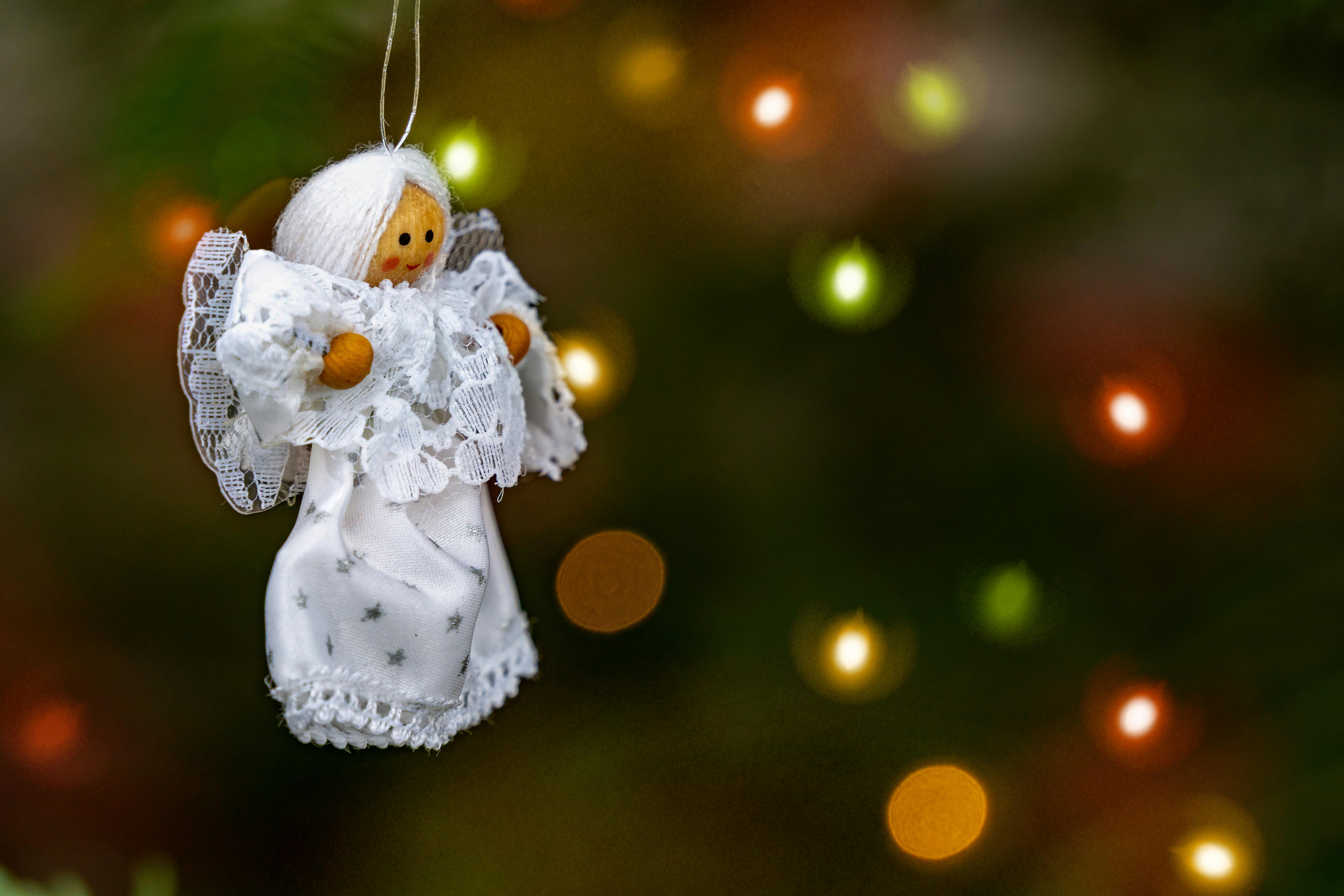 angel ornament on a Christmas tree